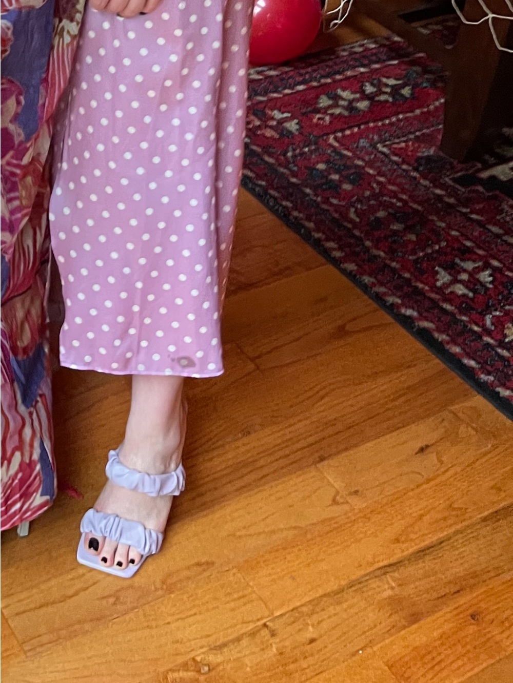 Ruched Lilac High Heel Sandals - Women